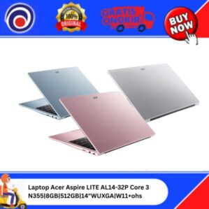 Laptop Acer Aspire LITE AL14-32P Core 3 N355|8GB|512GB|14″WUXGA|W11+ohs