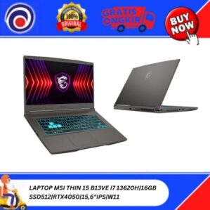 LAPTOP MSI THIN 15 B13VE I7 13620H | 16GB SSD512 | RTX4050 | 15,6″IPS | W11