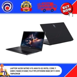 LAPTOP ACER NITRO V15 ANV15-52 INTEL CORE 7 240H | 16GB | 512GB | 15.6″IPS | RTX5050 8GB | W11+OHS 100%SRGB