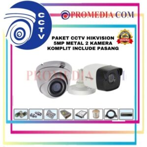 PAKET CCTV + PASANG MERK HIKVISION METAL 5 MEGAPIXEL 4 CH 2 KAMERA