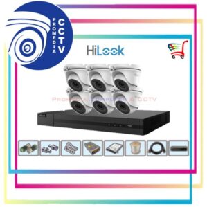 PAKET CCTV + PASANG MERK HILOOK 2 MEGAPIXEL 8 CHANNEL 6 KAMERA