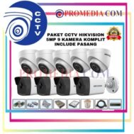 PAKET CCTV + PASANG MERK HIKVISION 5 MEGAPIXEL 16 CHANNEL 9 KAMERA