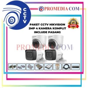 PAKET CCTV + PASANG MERK HIKVISION 2 MEGAPIXEL 4 CHANNEL 4 KAMERA