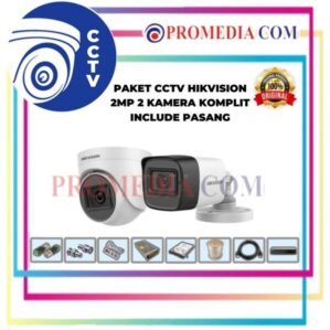 PAKET CCTV + PASANG MERK HIKVISION 2 MEGAPIXEL 4 CHANNEL 2 KAMERA